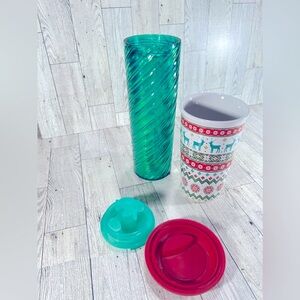 Coffee mug bundle - Starbucks travel mug and unknown brand.